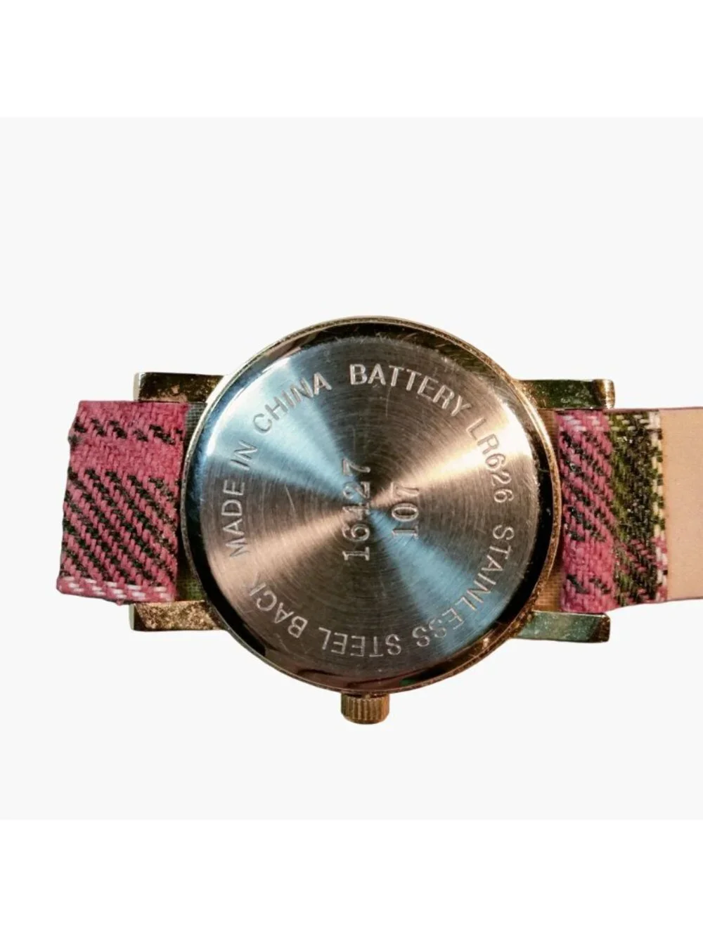 Gold Snowflake Dial Watch Red Plaid Strap Christmas Needs Battery